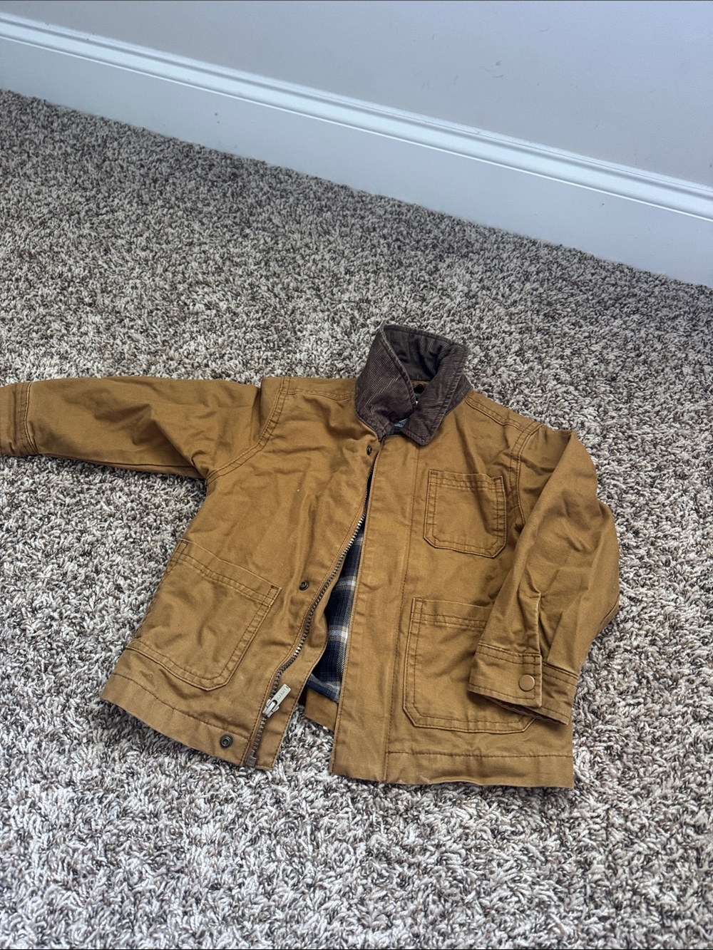 Old Navy Kids Tan Brown Canvas Jacket with Corduroy Collar